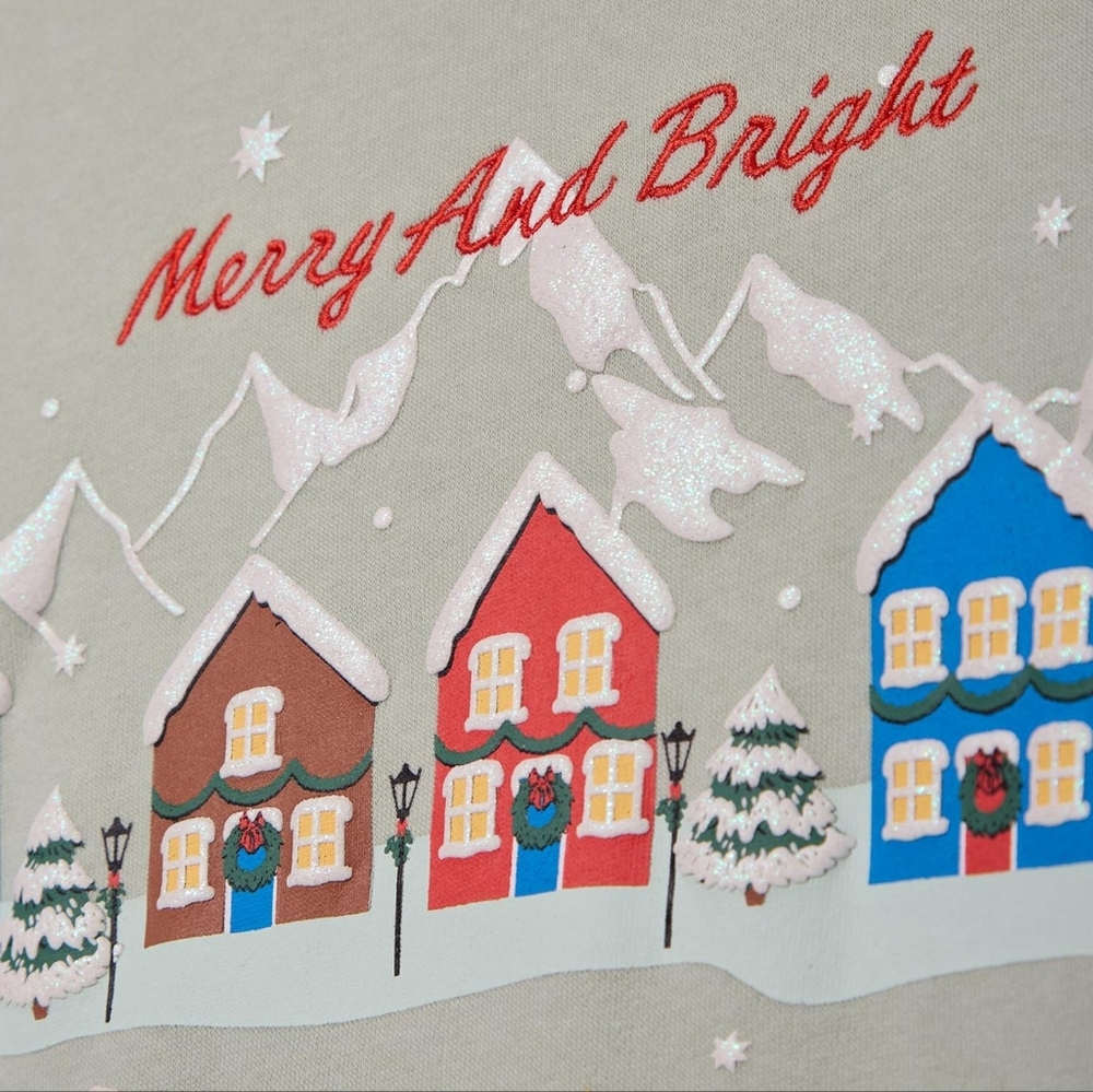 Disney Mickey & Friends Holiday Scene Women's Crewneck Sweater - Picture 2 of 3